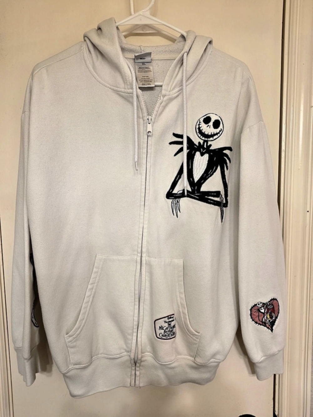 Disney The Nightmare Before Christmas Jack Skellington White Zip-Up Hoodie XL